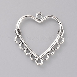 Tibetan Style Zinc Alloy Chandelier Component Links, Heart, Antique Silver, 30x27x2mm, Hole: 1.8mm