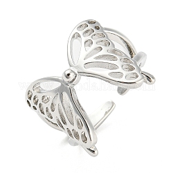 Латунные открытые кольца манжеты, полый бабочки, платина, размер США 6 (16.5 мм)