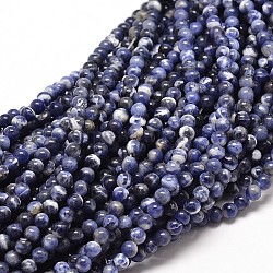 Natural Sodalite Round Bead Strands, 6mm, Hole: 1mm, about 60pcs/strand, 15 inch