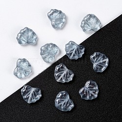 Tschechische Glasperlen, Ahornblatt, hellstahlblau, 10.5x13x4 mm, Bohrung: 0.8 mm, ca. 11 Stk. / 10 g