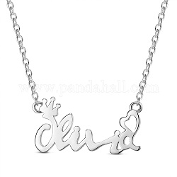 Ожерелья с подвесками shegrace 925 из стерлингового серебра, с кабельными цепями, слово, платина, 15 дюйм (38 см)