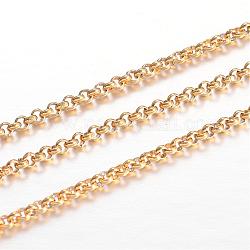 Placage ionique (ip) 304 chaînes rolo en acier inoxydable, chaîne belcher, non soudée, pour la fabrication de bijoux, or, 2x2x1mm, environ 32.8 pied (10 m)/carte