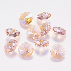Encantos de rhinestone facetados, imitación de cristal austriaco, cono, rosa luz, 8x4mm, agujero: 1 mm