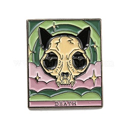 Emaille-Pins für Tarotkarten mit Katzenmotiv, Broschen aus Rotgusslegierung für Rucksackkleidung, Wort Tod, Katzenschädel, 30.5x25.5x2 mm