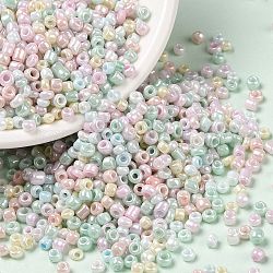 Colori opachi lustro perline di semi di vetro, foro rotondo, tondo, turchese pallido, 2~2.5x1.5~2mm, Foro: 0.8~0.9 mm, circa 37500pcs/libbra