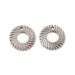 201 Stainless Steel Pendants, Round Ring Charm, Stainless Steel Color, 10x0.8mm, Hole: 1mm