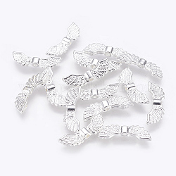 Tibetan Style Alloy Beads, Cadmium Free & Lead Free, Silver Color Plated, Wing, about 7mm long, 21.5mm wide, 3mm thick, hole: 1.5mm