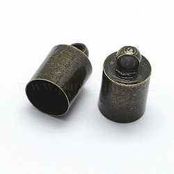 Messing Endkappen für Kord, Endkappen, Nickelfrei, Antik Bronze, 13x9 mm, Bohrung: 1 mm, Innendurchmesser: 8 mm