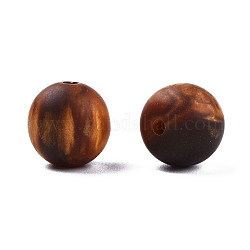 Бусины из матовой смолы, имитация драгоценных камней, круглые, кокосового коричневый, 12x11.5 мм, отверстие : 1.5~3 мм