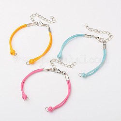 Korean Waxed Polyester Cord Bracelet Making, with Iron Findings and Alloy Lobster Claw Clasps, Platinum, Mixed Color, 155x4mm, Hole: 4mm
