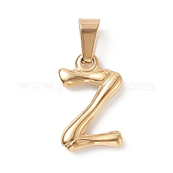 304 Stainless Steel Pendants, Bamboo Style, Letter, Golden Color, Letter.Z, 18x11.5x3mm, Hole: 3x7mm