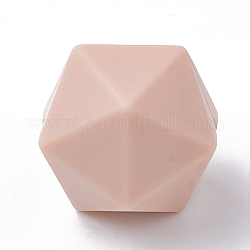Perle di silicone ecologiche per uso alimentare, masticare perline per i denti, fare collane fai-da-te fai-da-te, icosaedro, peachpuff, 16.5x16.5x16.5mm, Foro: 2 mm