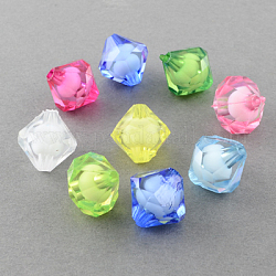Transparente Acryl Perlen, Perle in Perlen, Doppelkegel, Mischfarbe, 14x14x14 mm, Bohrung: 2 mm, ca. 480 Stk. / 500 g