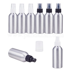 Botellas de spray de aluminio recargables pandahall elite de 120 ml, con tapa de plástico pp, para rociador de peluquería de salón, Platino, color mezclado, 14.4x4.5 cm, capacidad: 120 ml
