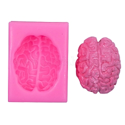 Stampi per fondente in silicone del cervello di halloween fai da te, per la decorazione di una torta fai da te, creazione di gioielli in resina UV e resina epossidica, rosa caldo, 62x46x27mm, diametro interno: 45x38mm