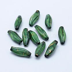Ziehbank acrylperlen, gischt gemalt, Reis, lime green, 18x7x6 mm, Bohrung: 1 mm, ca. 1500 Stk. / 500 g