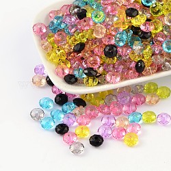 Transparente Acryl Perlen, facettierte Rondelle, Mischfarbe, ca. 8 mm Durchmesser, 5 mm dick, Bohrung: 1.5 mm, ca. 110 Stk. / 20 g