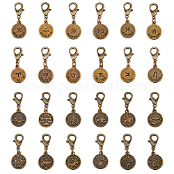 Superfindings 48 pz clip su charms 12 costellazioni tiretti della cerniera costellazioni in lega di stile tibetano decorazioni pendenti chiusura in lega di bronzo antico
