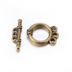 Fermoirs à bascule en alliage de style tibétain, anneau, bronze antique, Sans cadmium & sans nickel & sans plomb, 18x14x3.5mm, Trou: 2mm
