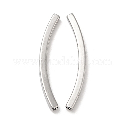 Perlas de tubo de 304 acero inoxidable, tubo curvado, color acero inoxidable, 40x5x3mm, agujero: 2x2 mm
