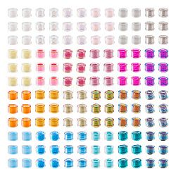 Pandahall 24g 24 couleurs 11/0 perles de rocaille japonaises delica, transparent couleurs arc en ciel à l'intérieur, cylindre, couleur mixte, 1.3x1.6mm, Trou: 0.8mm, environ 1g / couleur