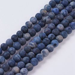 Chapelets de perles en sodalite naturelle, mat, ronde, 4~4.5mm, Trou: 1mm, Environ 87 pcs/chapelet, 14.9 pouce