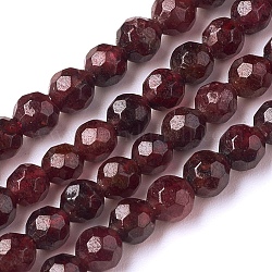 Chapelets de perles de grenat naturel, facette, ronde, 4mm, Trou: 1mm, Environ 91 pcs/chapelet, 15 pouce (38.5 cm)