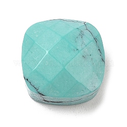 Cabochons en verre, pierre d'imitation, carré à facettes, turquoise, 9~9.5x9~9.5x5.5mm