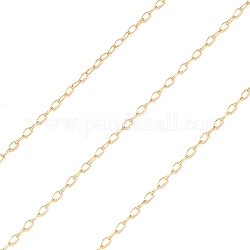 Cadenas de cable de latón, soldada, cadenas llenas de oro real de 14k, real 14k chapado en oro, link: 2x1x0.2 mm
