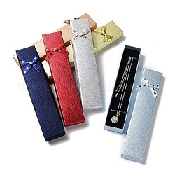 Boîtes à bijoux collier en carton, rectangle avec bowknot, couleur mixte, 21.2x4.4x2.4 cm