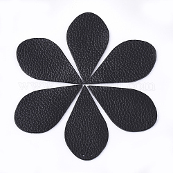 Eco-Friendly Cowhide Big Pendants, teardrop, Black, 62.5x34.5x1.5mm, Hole: 1.2mm