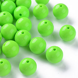 Непрозрачные акриловые бусины, круглые, желто-зеленые, 20x19 мм, отверстие : 3 мм