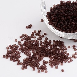 (servizio di reimballaggio disponibile) perline di semi di vetro, colori satinati, tondo, marrone rosato, 8/0, 3mm, su 12 g / borsa