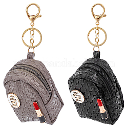 Wadorn 2 couleurs porte-monnaie en cuir pu porte-clés, mini portefeuille porte-clés petit sac à dos pochette à monnaie pendentif breloque sac zippé