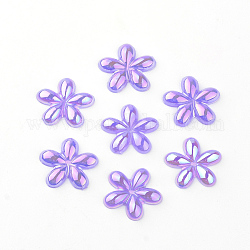 Cabuchones de acrílico, color de ab chapado, flor, púrpura medio, 10x10x2mm