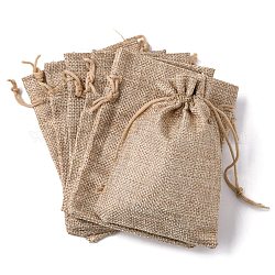 Bolsas con cordón de imitación de poliéster bolsas de embalaje, bronceado, 13.5x9.5 cm