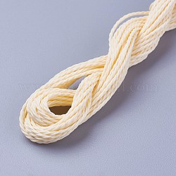 Cordón redondo de poliéster encerado, cordón encerado de taiwán, cuerda retorcida, crema, 1mm, alrededor de 9.79~9.84 yarda (8.96~9 m) / rollo