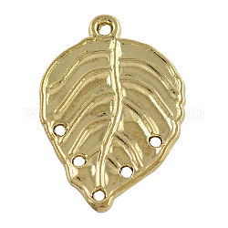 Leaf Alloy Chandelier Component Links, Tibetan Style,  Nickel Free & Lead Free, Golden, 31x21x2mm, Hole: 1.5mm, about 336pcs/1000g