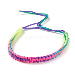 Fabrication de bracelets réglables tressés en polyester couleur arc-en-ciel pour femmes, colorées, 11-3/8~11-5/8 pouce (28.9~29.5 cm), 6mm