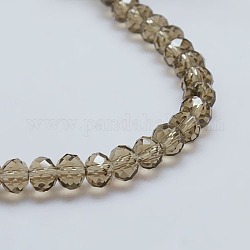 Transparent Glass Bead Strands, Faceted, Rondelle, Gray, 6x4mm, Hole: 1mm, about 90~95pcs/strand, 18.5inch