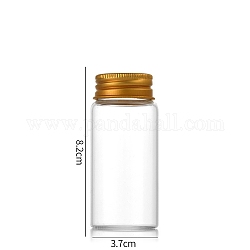 Botellas de vidrio transparente contenedores de abalorios, tubos de almacenamiento de cuentas con tapa de rosca y tapa de aluminio, columna, dorado, 3.7x8 cm, capacidad: 60ml (2.03fl. oz)