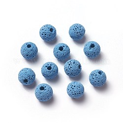 Невощеные бусины из натуральной лавы, для парфюмерных шариков эфирного масла, ароматерапевтические бусы, окрашенные, круглые, Плут синий, 8.5 мм, отверстие : 1.5~2 мм