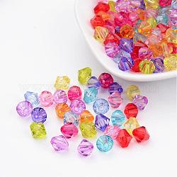 Tipos de colores, gruesos teñidos transparentes de acrílico abalorios tallados bicone separadores para la joya de los niños, 8 mm de diámetro, agujero: 1 mm