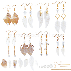 SUNNYCLUE DIY Earring Making Kits, Including Natural Freshwater Shell & Alloy Pendants, Glass Pearl Beads, Brass Linking Rings & Earring Hooks & Cable Chains, Golden