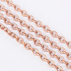 Iron Cable Chains, for DIY Jewelry Making, with Spool, Unwelded, Oval, Lead Free and Nickel Free, Red Copper, 3x2x0.5mm, about 328.08 Feet(100m)/roll