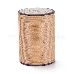 Ficelle ronde en fil de polyester ciré, cordon micro macramé, cordon torsadé, pour la couture de cuir, burlywood, 0.8mm, environ 54.68 yards (50 m)/rouleau