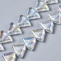Galvanisieren Glasperlen, AB Farbe, Dreieck, klar ab, 12x16x5 mm, Bohrung: 1 mm, ca. 50 Stk. / Strang, 24.02 Zoll (61 cm)