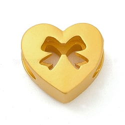 Perline lega zinco, colore oro opaco, cuore, bowknot, 12x13x7mm, Foro: 4x6 mm