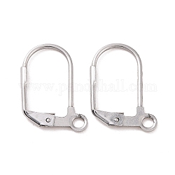 Original Color Stainless Steel Leverback Earring Findings, with Loop, 17x10.5mm, Pin: 0.7mm, Hole: 2mm