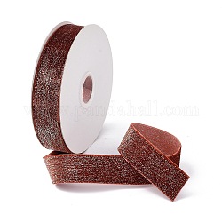 Ruban de velours en polyester de 10 mètre, ruban de paillettes d'argent, pour le bricolage fabrication de bijoux, rouge foncé, 1 pouce (25~26 mm)
